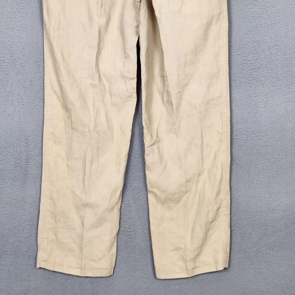 Jos A Bank Pants Mens 34x30 Beige Linen Flat Front Chino Casual Summer